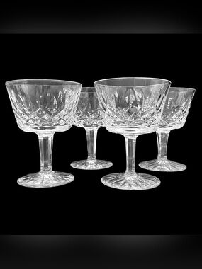 Vintage 1980s Waterford Crystal Lismore Liquor Cocktail Glasses Set (4)